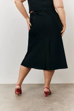 Outlet In the Style Satin Tie Waist Slip Skirt Black