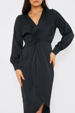 Discount In The Style Satin Twist Waist Midi Dress