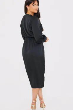 Discount In The Style Satin Twist Waist Midi Dress