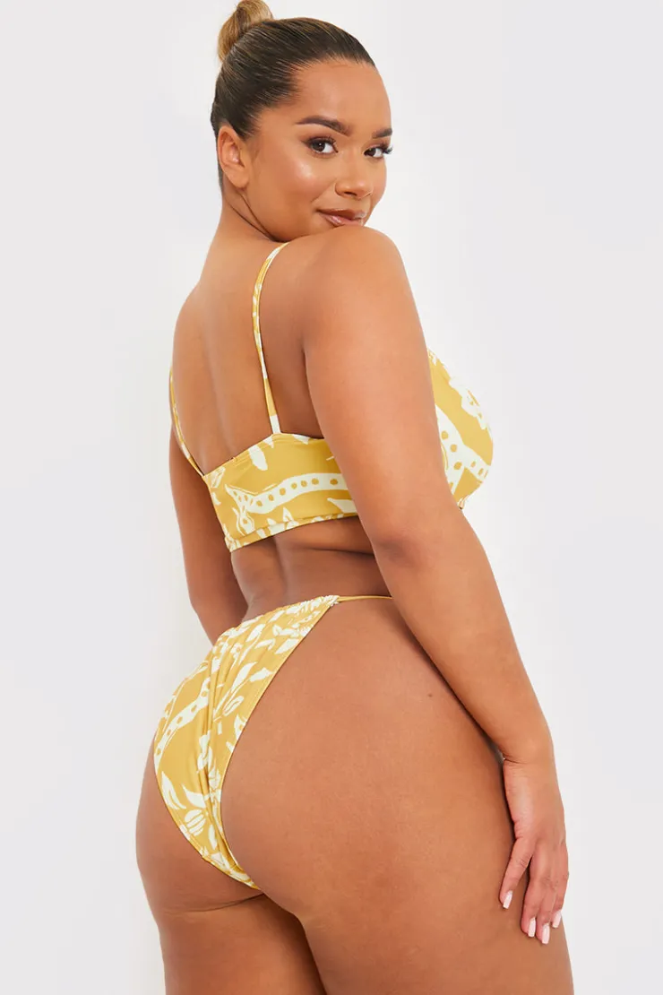 Clearance In the Style Scarf Print Tie Side Bikini Bottom