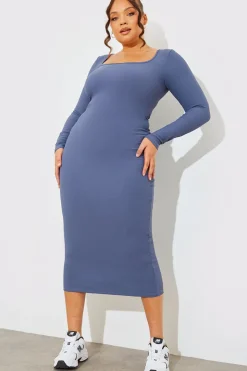 Discount In The Style Scoop Neck Rib Midaxi Dress