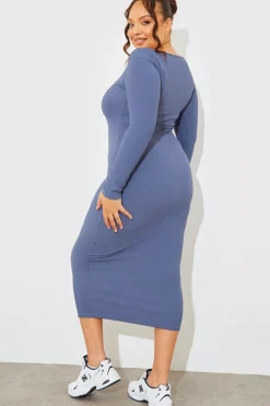 Discount In The Style Scoop Neck Rib Midaxi Dress