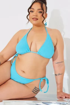 Outlet In The Style Sculpt and Control Crinkle Tie Side Bikini Bottom Blue
