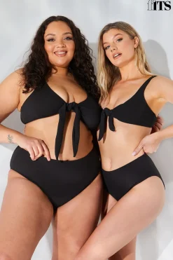 Discount Fits Sculpt and Control Crinkle High Waisted High Leg Bikini Brief Black
