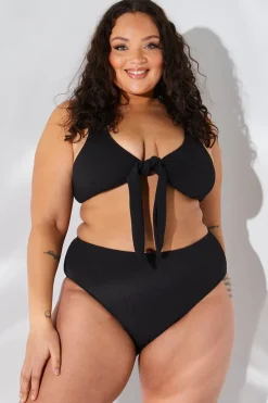 Discount Fits Sculpt and Control Crinkle High Waisted High Leg Bikini Brief Black