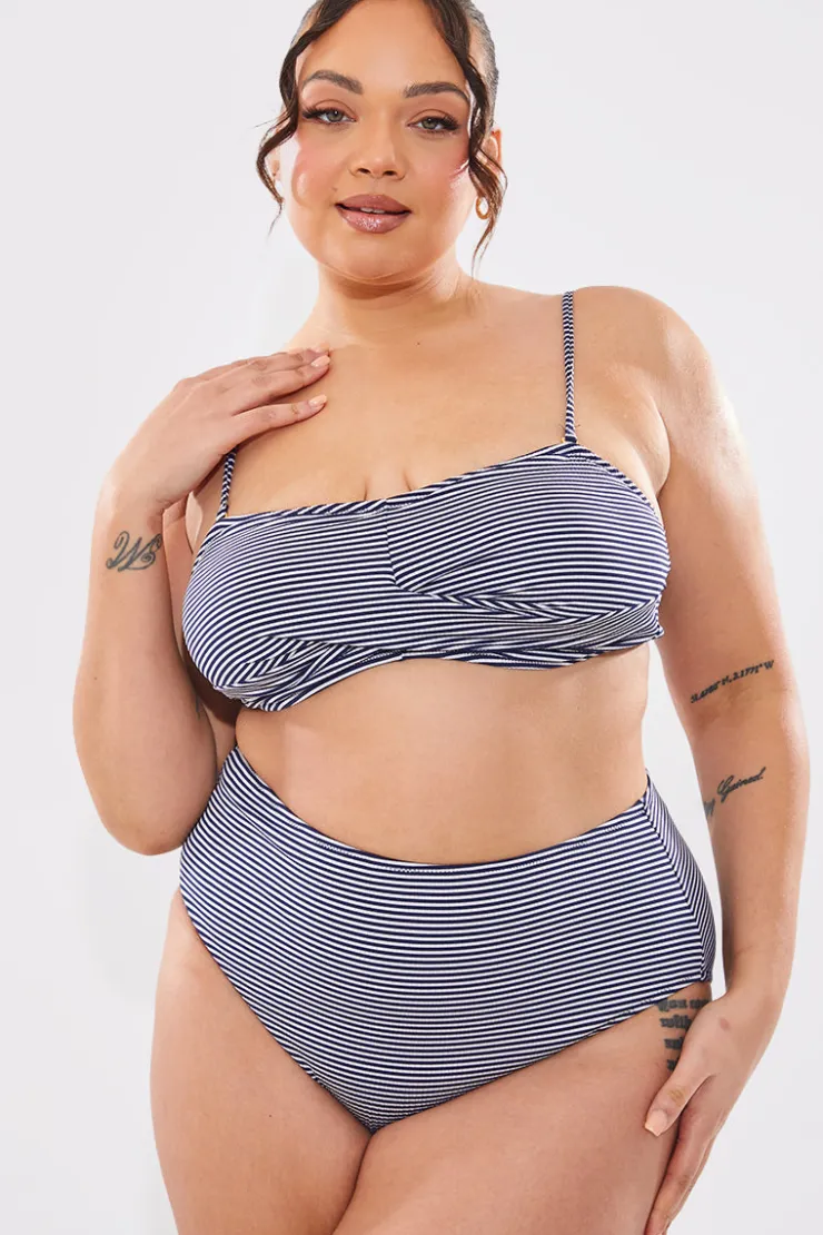 Sale In The Style Sculpt And Control Stripe Balconette Bikini Top Blue