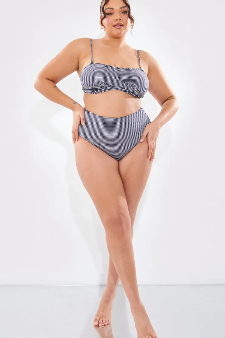 Sale In The Style Sculpt And Control Stripe Balconette Bikini Top Blue