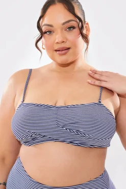 Sale In The Style Sculpt And Control Stripe Balconette Bikini Top Blue