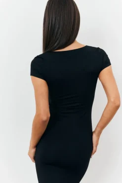 Hot Fits Sculpting Cap Sleeve Maxi Dress Black