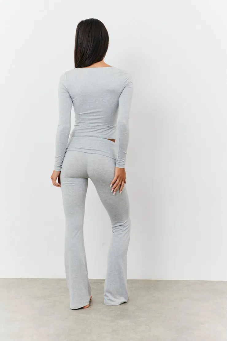 Outlet Fits Sculpting Long Sleeve Scoop Neck T-Shirt Grey