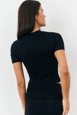 Clearance Fits Sculpting Short Sleeve Crew Neck T-Shirt Black