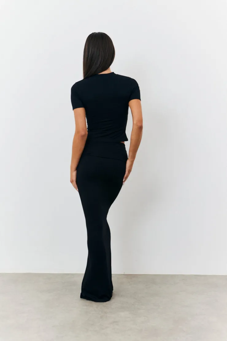 Clearance Fits Sculpting Short Sleeve Crew Neck T-Shirt Black