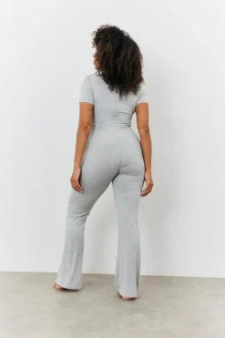 Best Fits Sculpting Short Sleeve Wide Leg Jumpsuit Grey