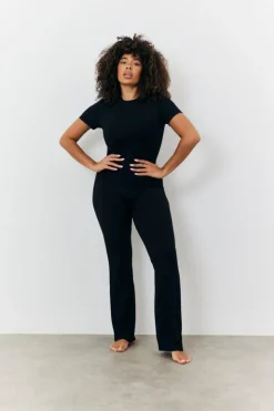 Online In the Style Sculpting Short Sleeve Wide Leg Jumpsuit Black