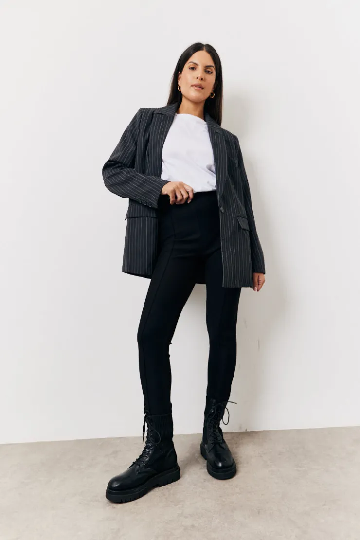 Online In The Style Seam Detail Trousers Black
