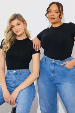 In The Style Seamless Crew Neck Snatched Shapewear Bodysuit Black