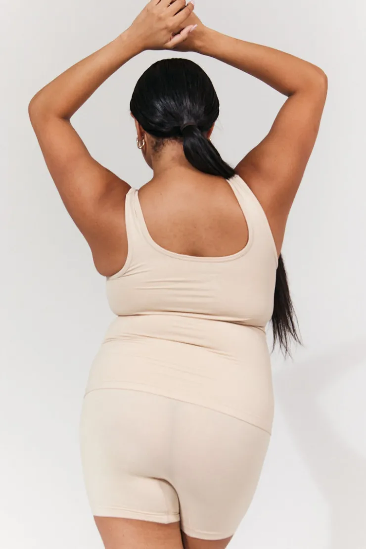 Online In The Style Seamless Scoop Neck Snatched Shapewear Top Sand