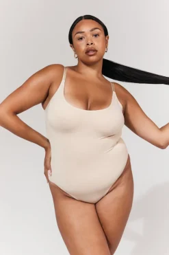 Best In The Style Seamless Strappy Snatched Shapewear Bodysuit Sand