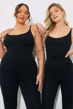 Hot Fits Seamless Strappy Snatched Shapewear Bodysuit Black