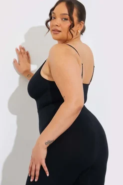 Hot Fits Seamless Strappy Snatched Shapewear Bodysuit Black