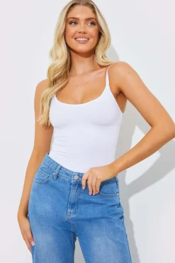 Outlet Fits Seamless Strappy Snatched Shapewear Bodysuit White