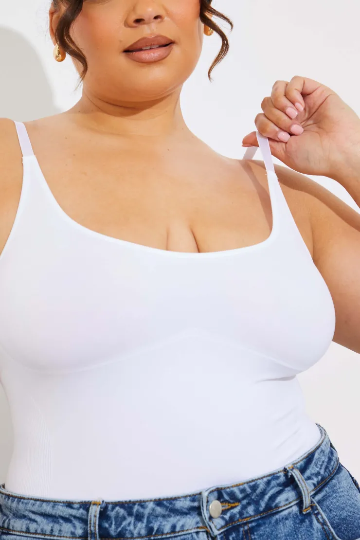 Outlet Fits Seamless Strappy Snatched Shapewear Bodysuit White