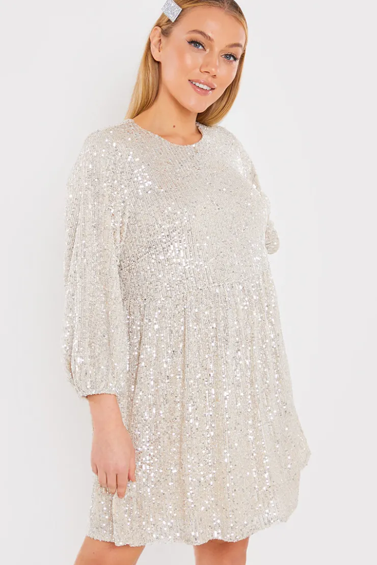 Hot In the Style Sequin Smock Mini Dress