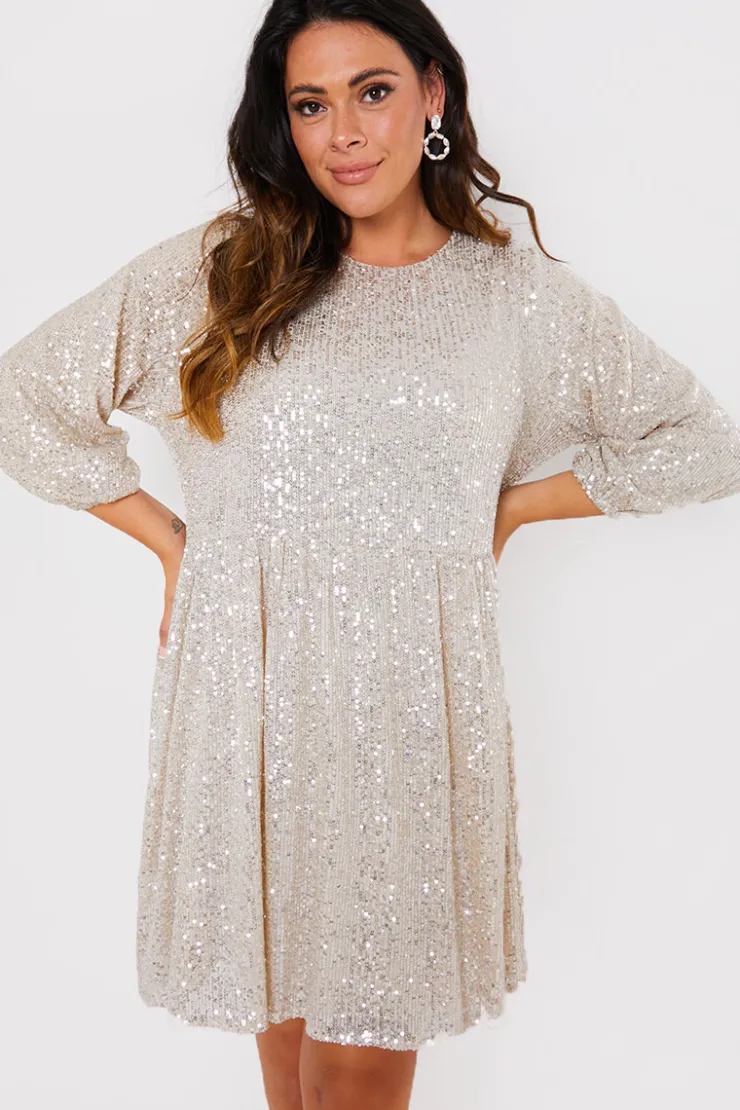 Hot In the Style Sequin Smock Mini Dress