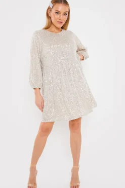 Hot In the Style Sequin Smock Mini Dress