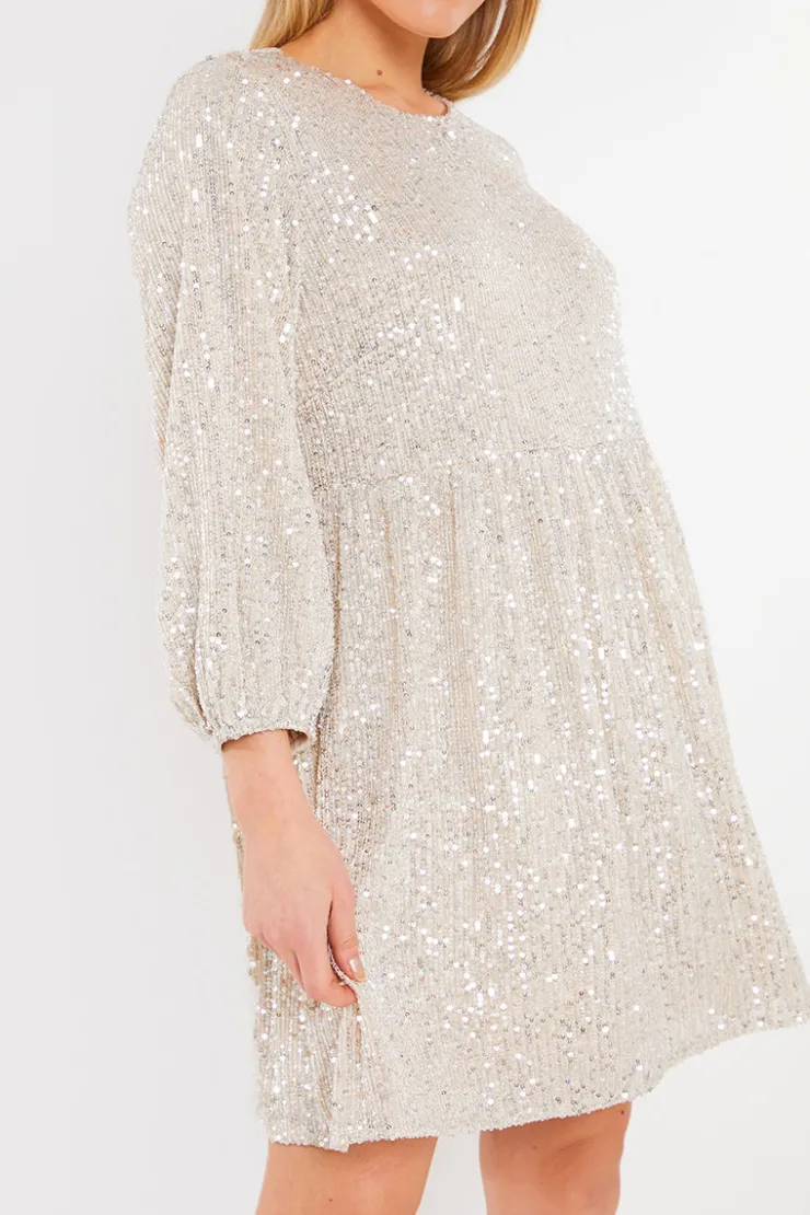 Hot In the Style Sequin Smock Mini Dress