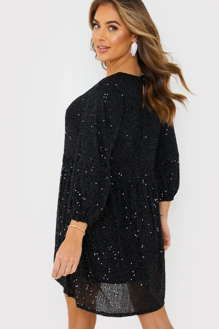 Hot In the Style Sequin Smock Mini Dress