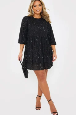 Hot In the Style Sequin Smock Mini Dress