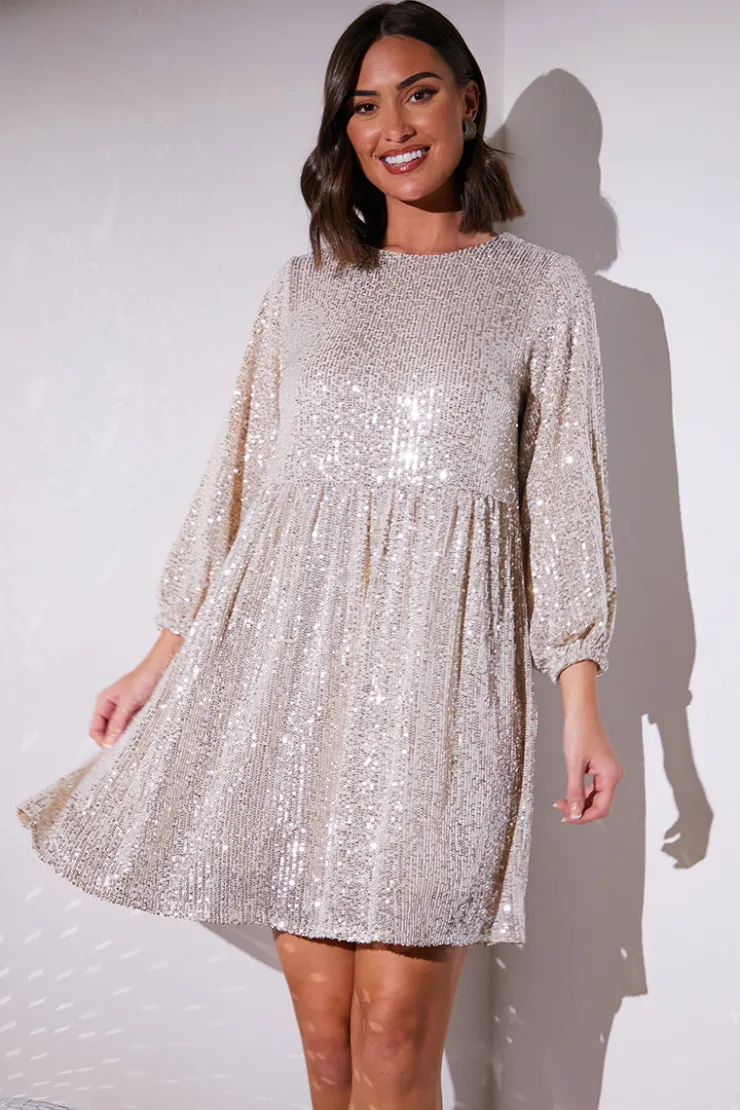 Hot In the Style Sequin Smock Mini Dress