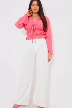 Best In the Style Shirred Detail Blouse Pink