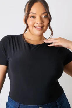 Outlet In The Style Short Sleeve Double Layer Slinky Bodysuit