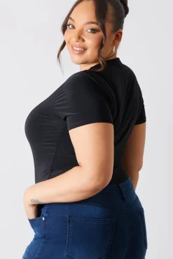 Outlet In The Style Short Sleeve Double Layer Slinky Bodysuit