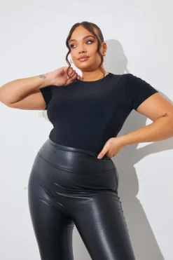 Outlet In The Style Short Sleeve Double Layer Slinky Bodysuit