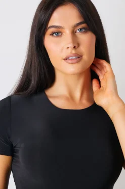 Outlet In The Style Short Sleeve Double Layer Slinky Bodysuit