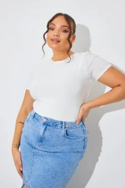 Outlet In The Style Short Sleeve Double Layer Slinky Bodysuit