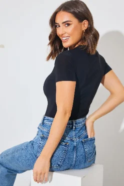 Outlet In The Style Short Sleeve Double Layer Slinky Bodysuit