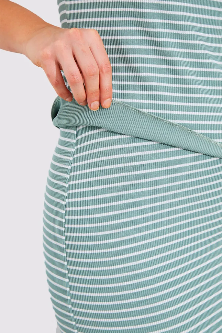 Best In The Style Short Sleeve Stripe Reversible Co-Ord Top Sage