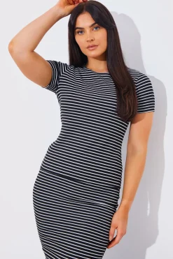 Best In The Style Short Sleeve Stripe Reversible Co-Ord Top Black