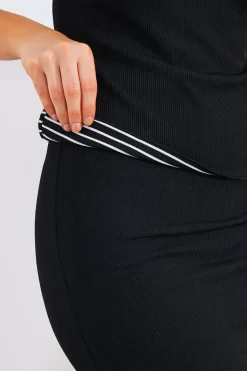 Best In The Style Short Sleeve Stripe Reversible Co-Ord Top Black