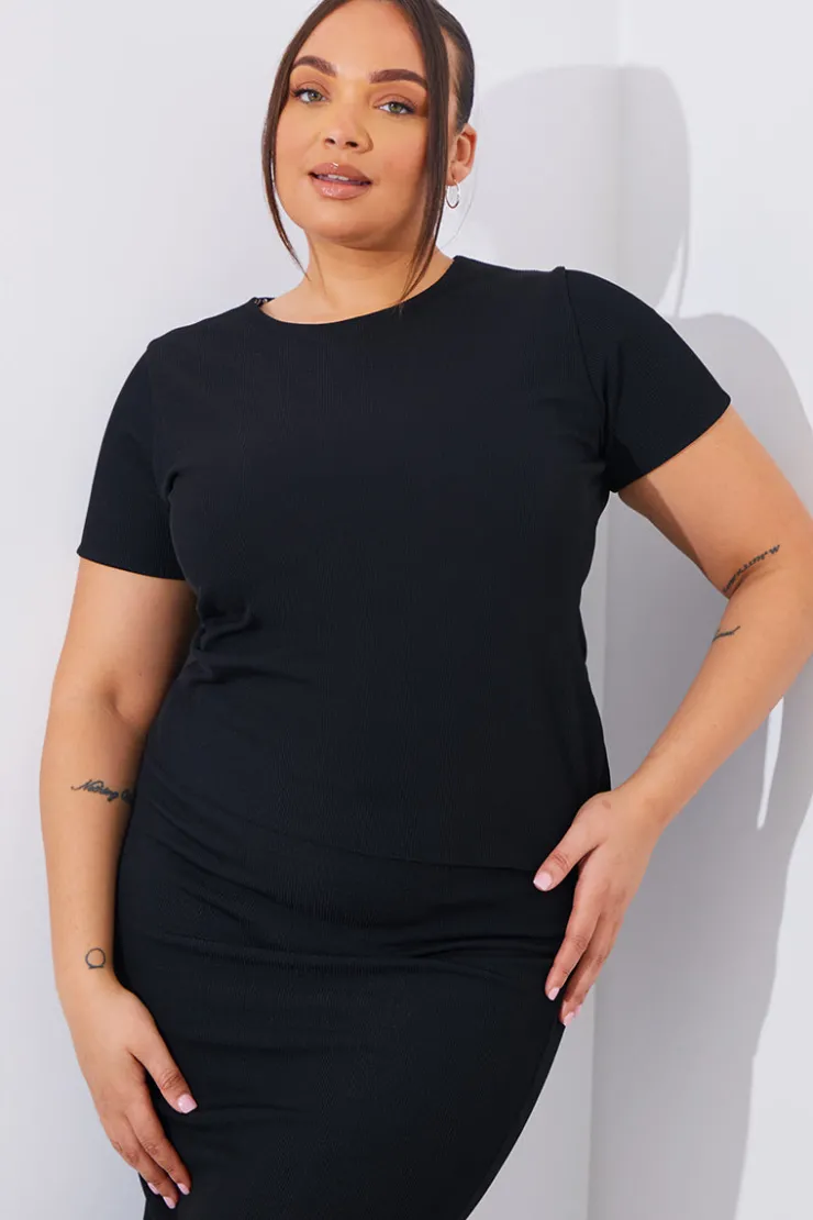 Best In The Style Short Sleeve Stripe Reversible Co-Ord Top Black