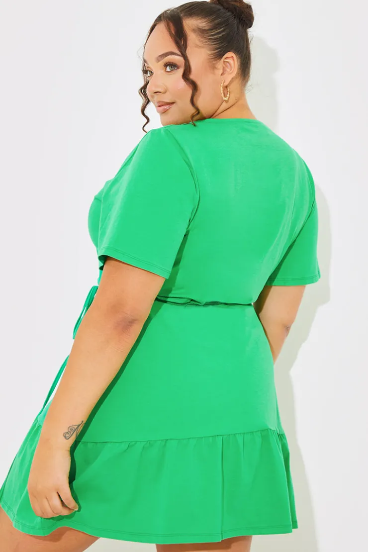 New In The Style Short Sleeve Wrap Swing Dress