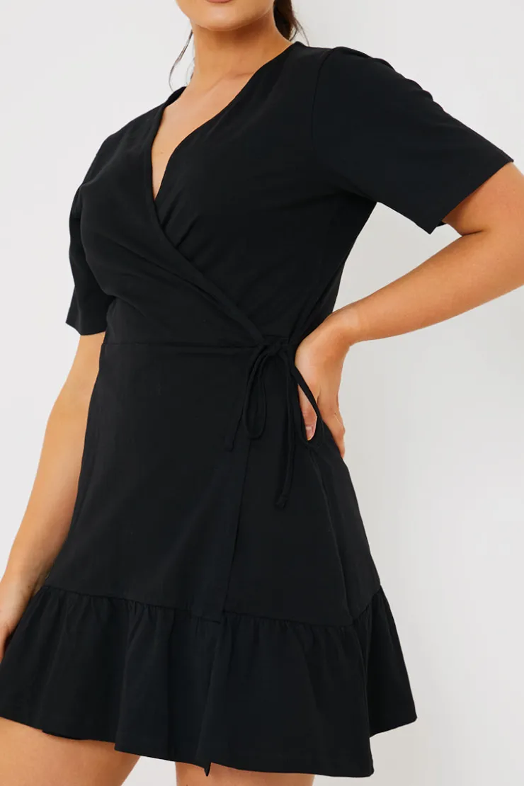 New In The Style Short Sleeve Wrap Swing Dress