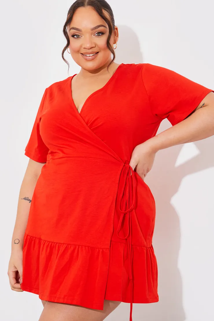 New In The Style Short Sleeve Wrap Swing Dress