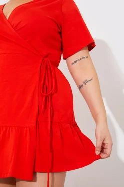 New In The Style Short Sleeve Wrap Swing Dress