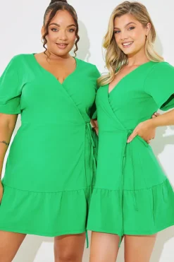 New In The Style Short Sleeve Wrap Swing Dress