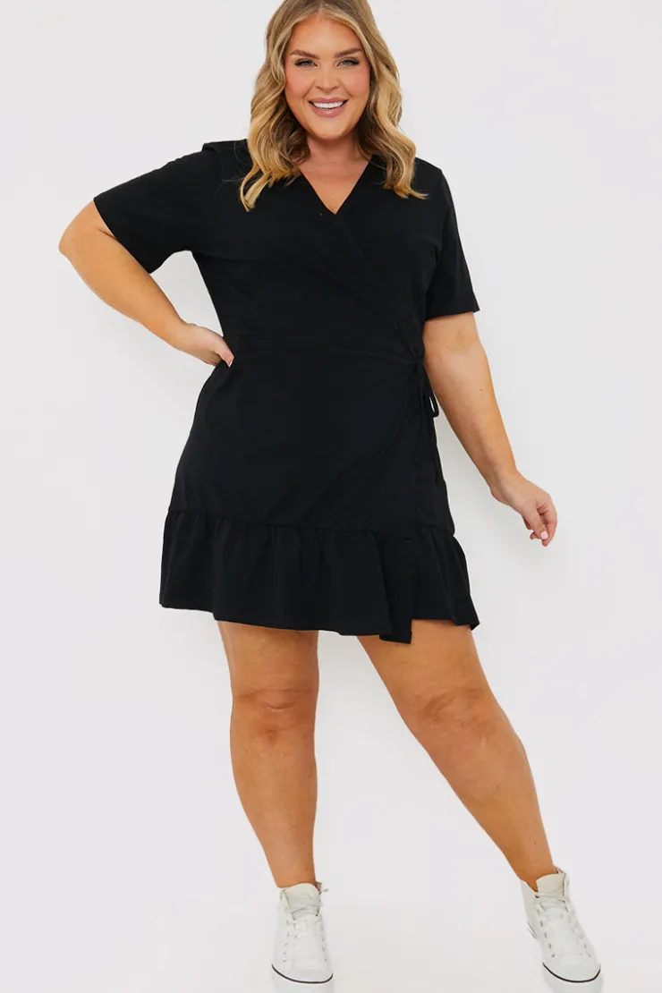 New In The Style Short Sleeve Wrap Swing Dress